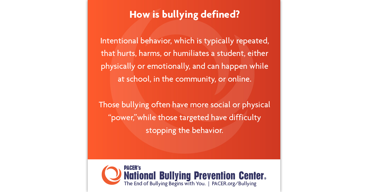 Questions Answered National Bullying Prevention Center   Bullying Defined Fb 