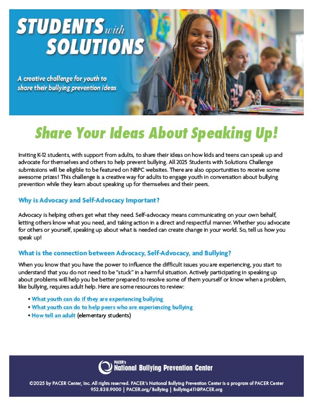 Students with solutions speak up handout